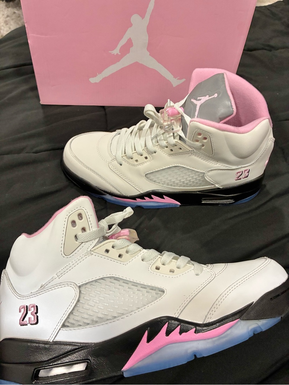 Nike Air Jordan Men’s ' White and Pink Basketball Shoes